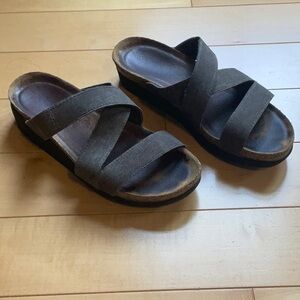 Naot Brown Cross-Strap Sandals